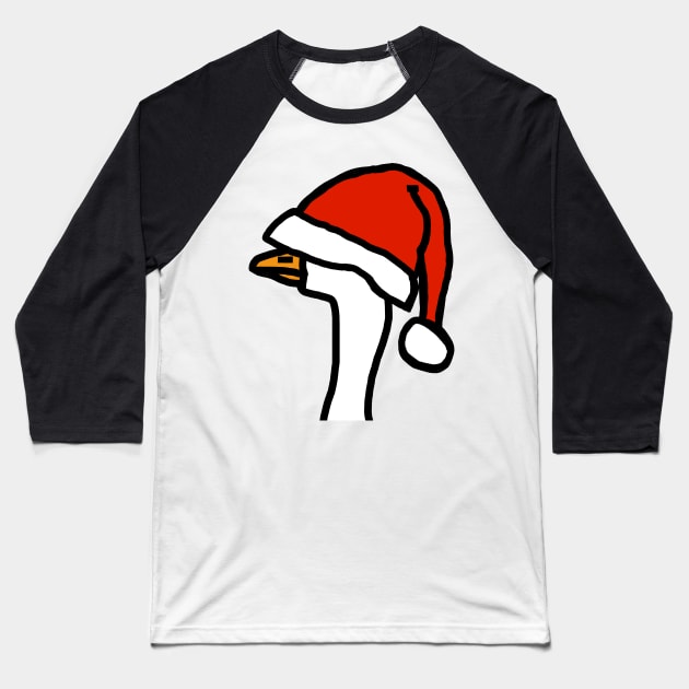 Portrait of a Gaming Goose Wearing Stolen Christmas Santa Hat Baseball T-Shirt by ellenhenryart